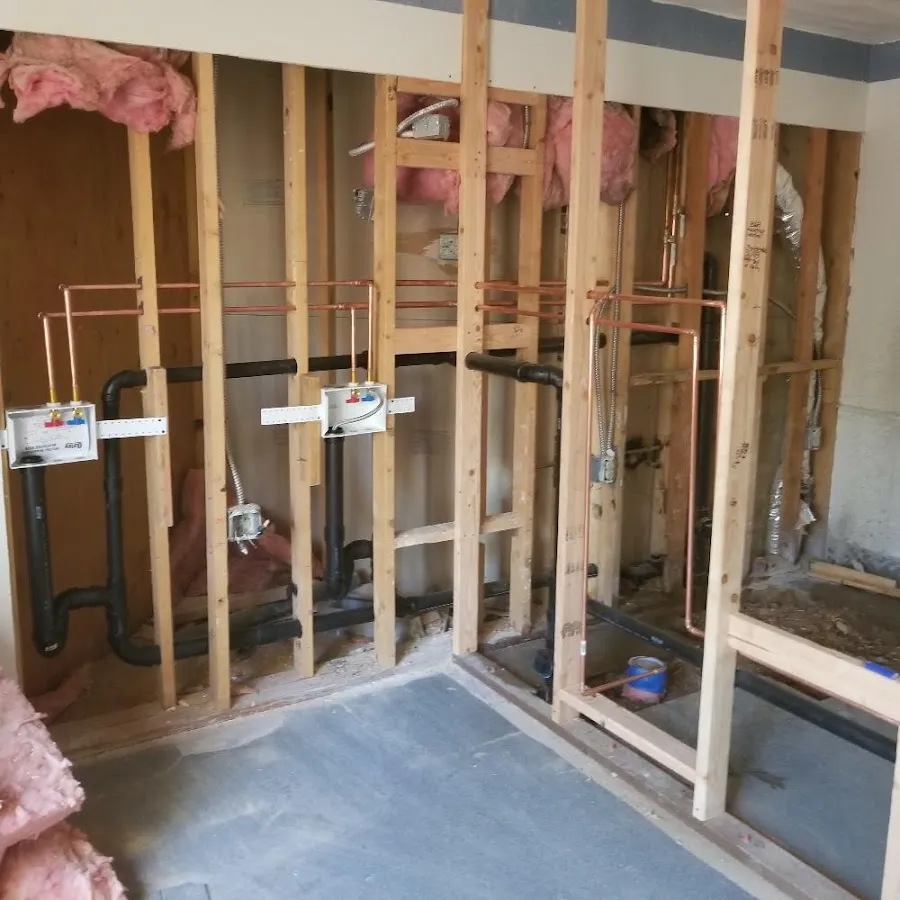 Copper pipe rough-in and plumbing installation in Johnson City
